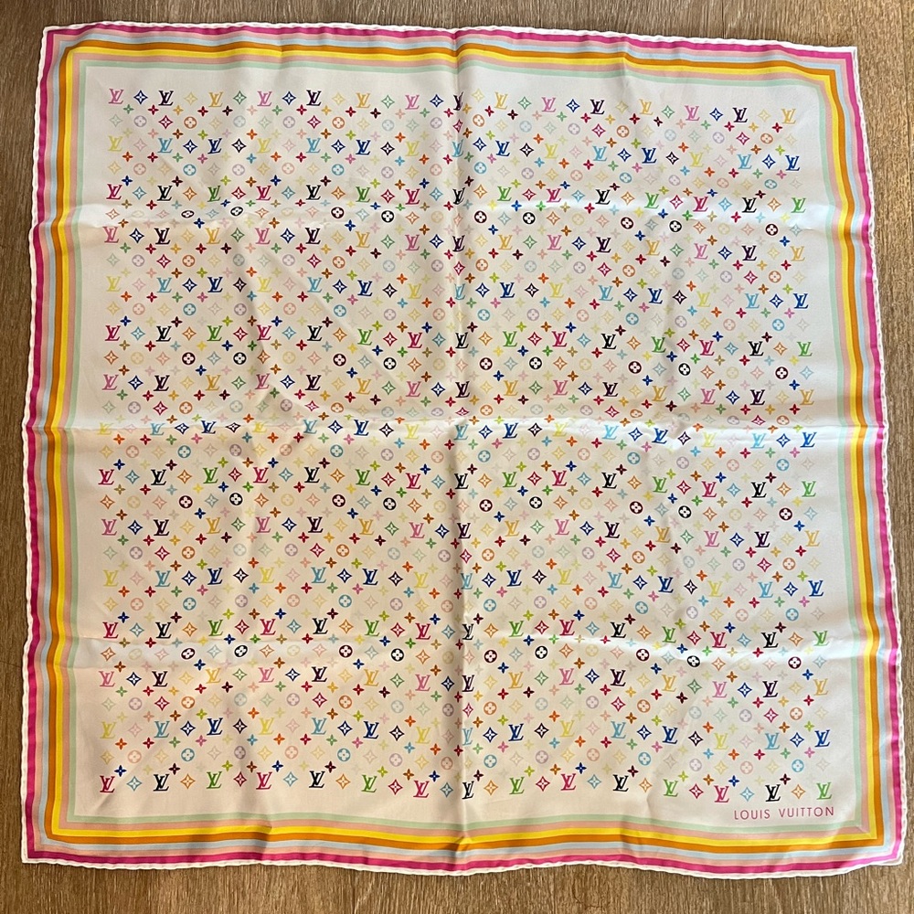S/S 2003 Louis Vuitton x Takashi Murakami Silk Scarf AUTHENTIC